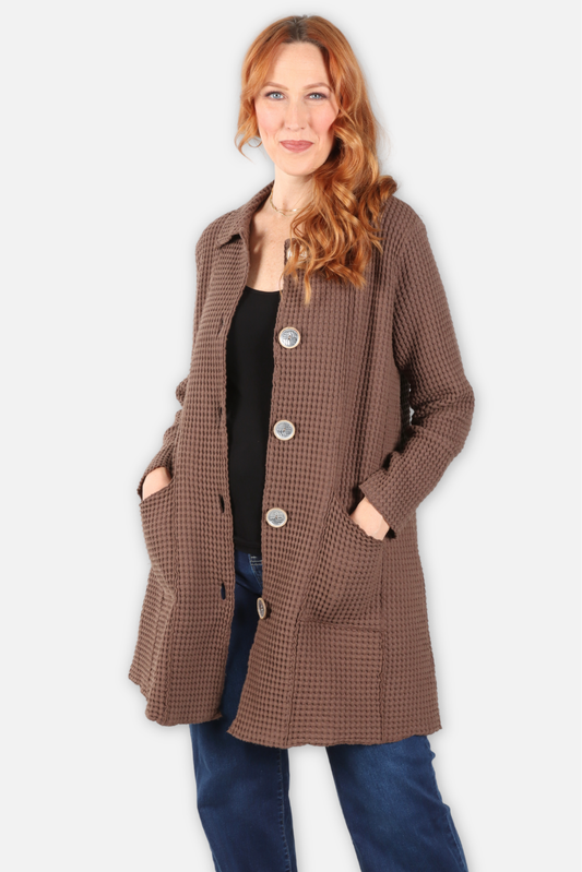 Waffle Long Jacket - Walnut