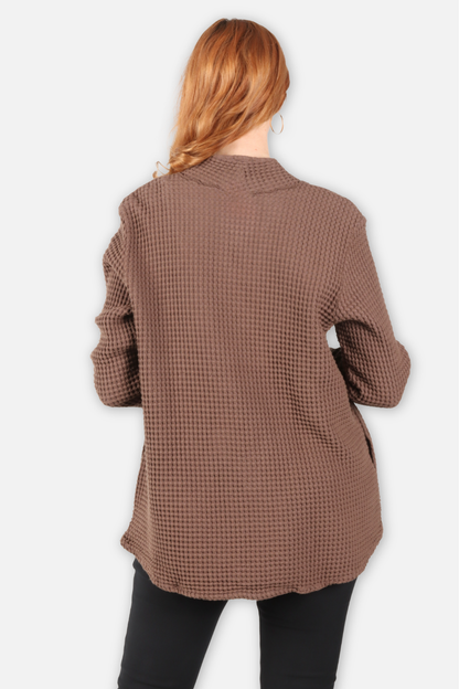 Waffle 1 Button Swing Jacket - Walnut