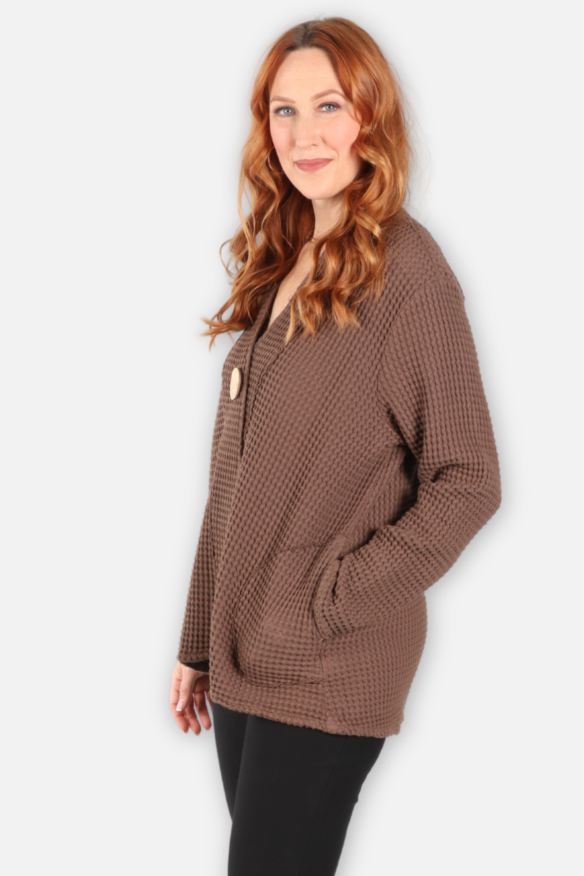 Waffle 1 Button Swing Jacket - Walnut