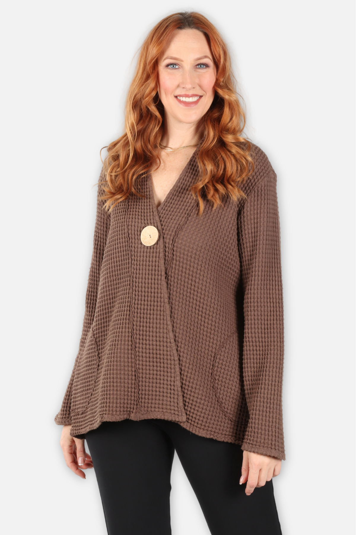 Waffle 1 Button Swing Jacket - Walnut