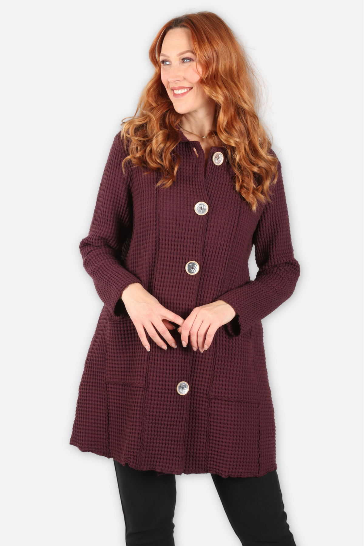 Waffle Long Jacket - Purple