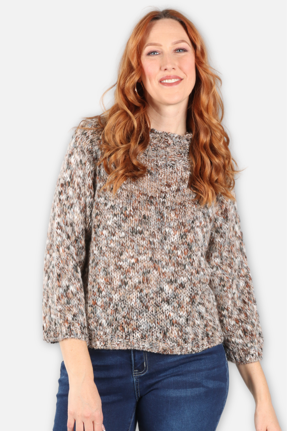 Tweed Roll Neck Sweater - Diamond