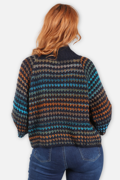 Stripe Bell Sleeve Sweater - Navy Multi