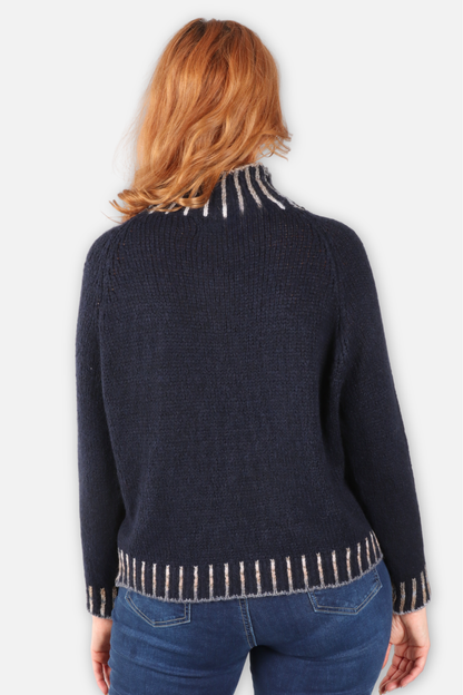 Ombre Rib Trim Sweater - Midnight