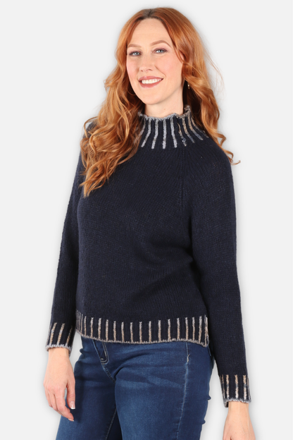 Ombre Rib Trim Sweater - Midnight