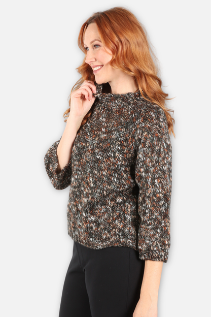 Tweed Roll Neck Sweater - Onyx