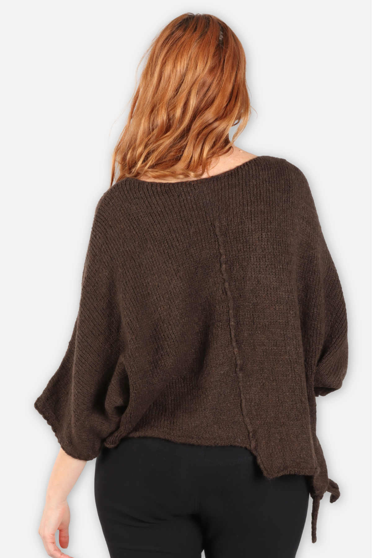Center Seam Asymmetric Sweater - Chocolate
