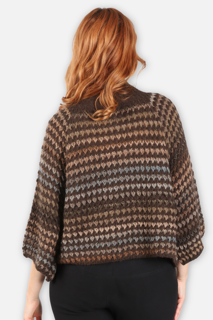 Stripe Bell Sleeve Sweater - Chocolate Multi