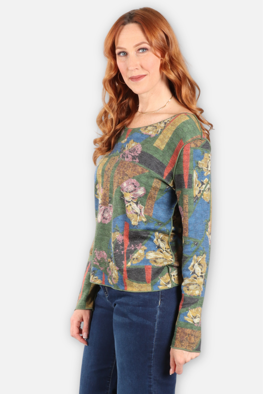 Reversible Floral Collage Top - Multi