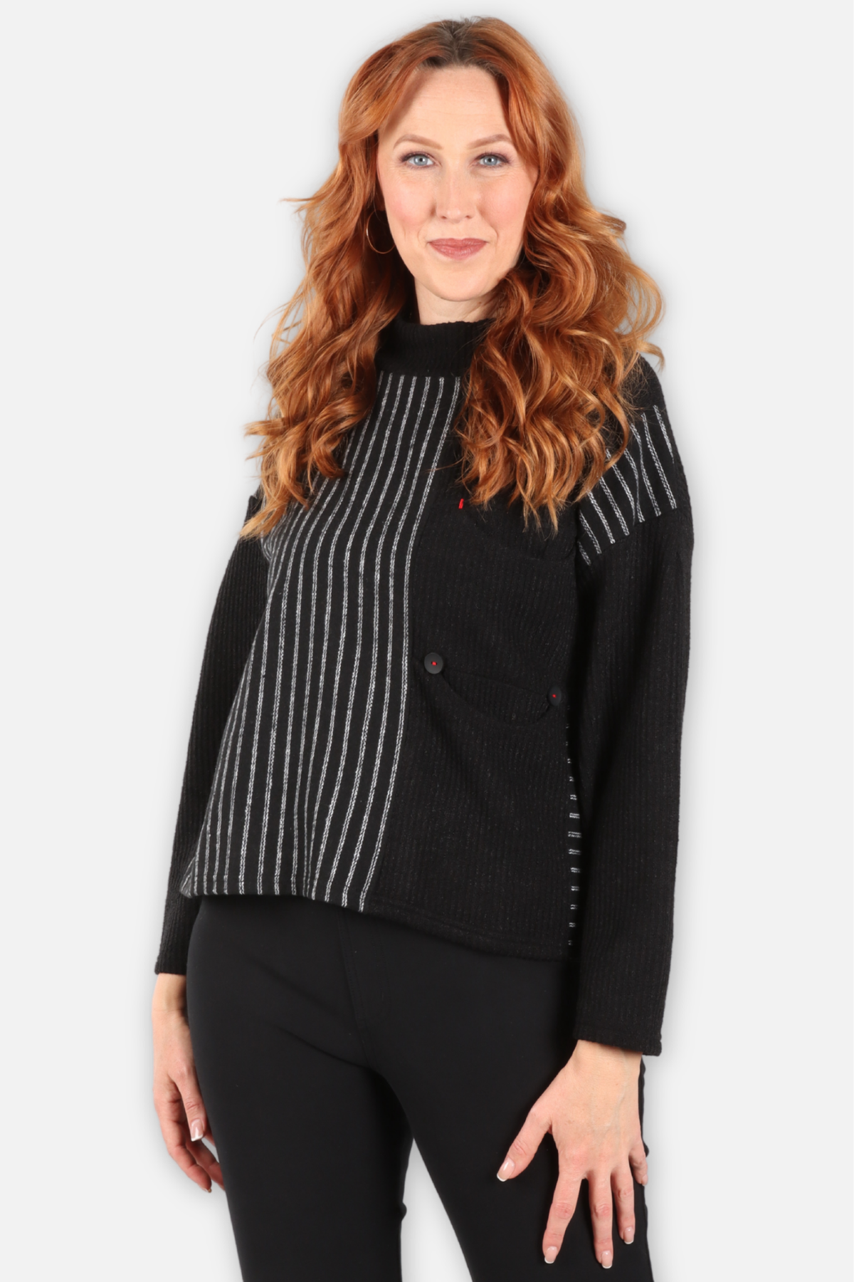 Stripes and Solids Sweater - Black & Grey