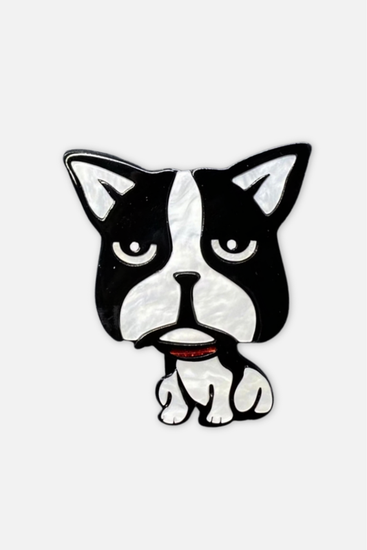 Dog Brooch - Black & White
