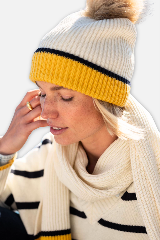 Montauk Beanie - Cream & Gold