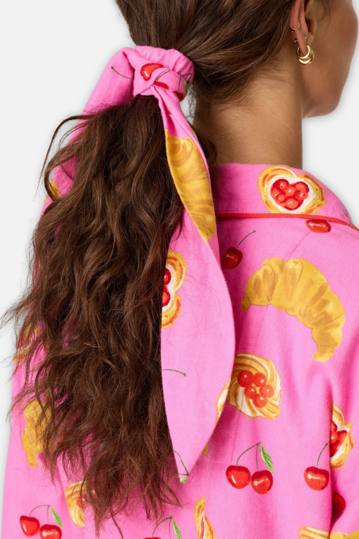 Classic Flannel Pajama Set with Headband - Brunch Club Pink Rose