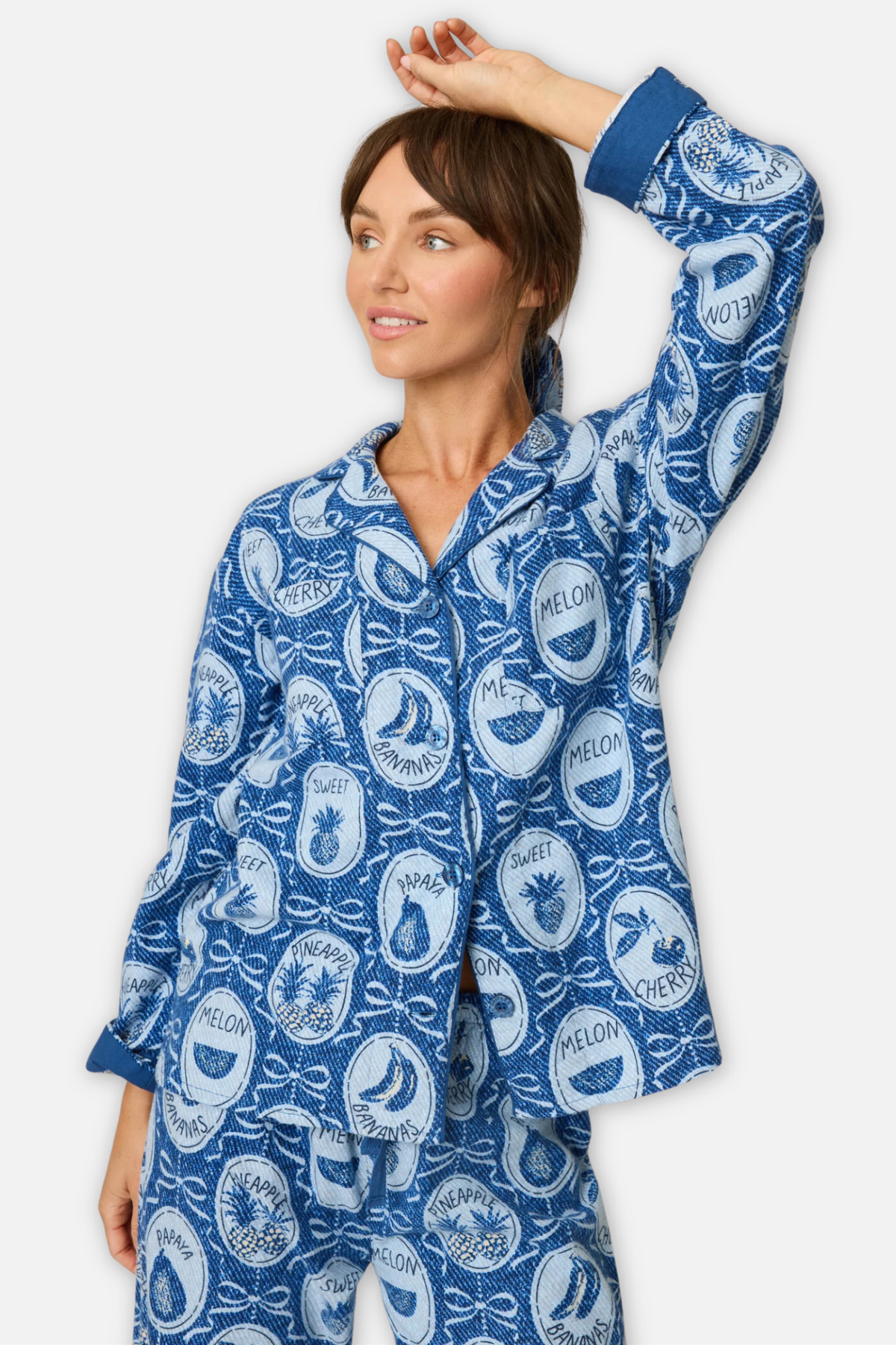 Classic Flannel Pajama Set with Headband - Ma Cherie Navy