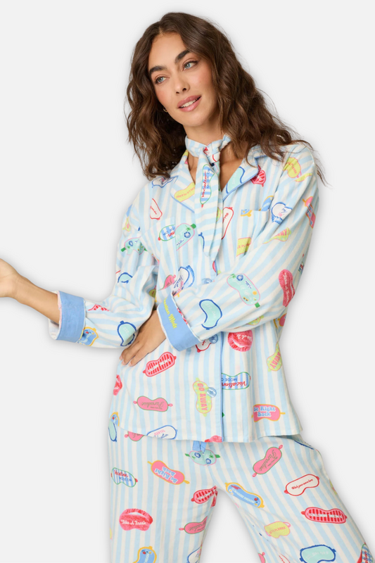 Classic Flannel Pajama Set with Headband - Vacation Mode Breeze