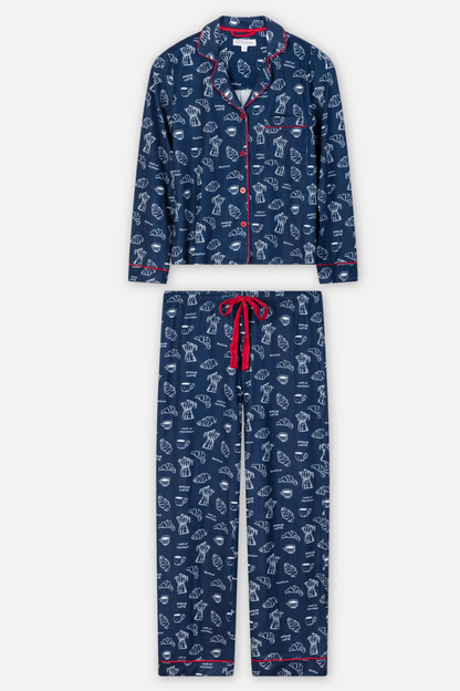Bonjour French Breakfast Pajama Set - Deep Navy