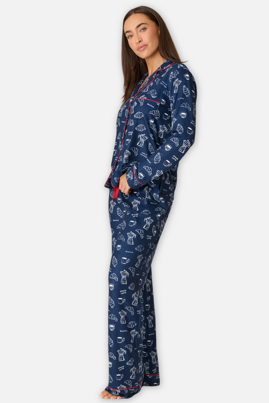 Bonjour French Breakfast Pajama Set - Deep Navy