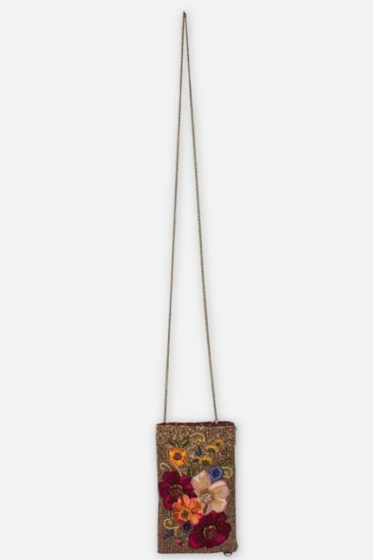Budding Romance Crossbody Phone Bag - Bronze Multi