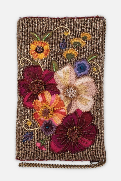 Budding Romance Crossbody Phone Bag - Bronze Multi
