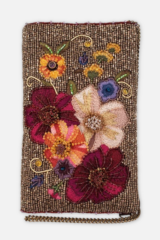 Budding Romance Crossbody Phone Bag - Bronze Multi