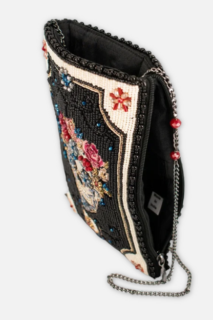 Floral Spirit Crossbody Phone Bag - Black & White Multi