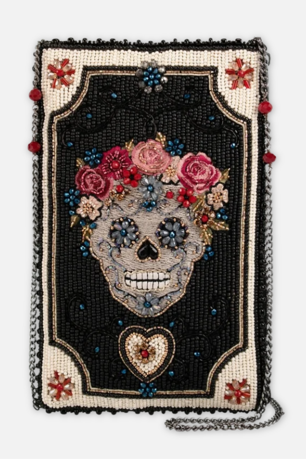 Floral Spirit Crossbody Phone Bag - Black & White Multi