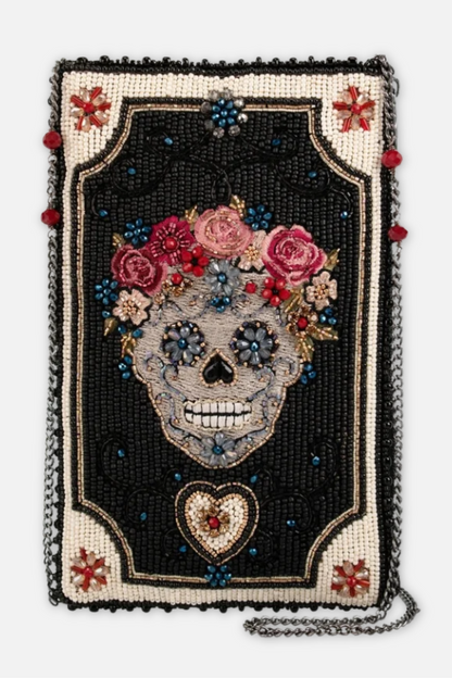 Floral Spirit Crossbody Phone Bag - Black & White Multi