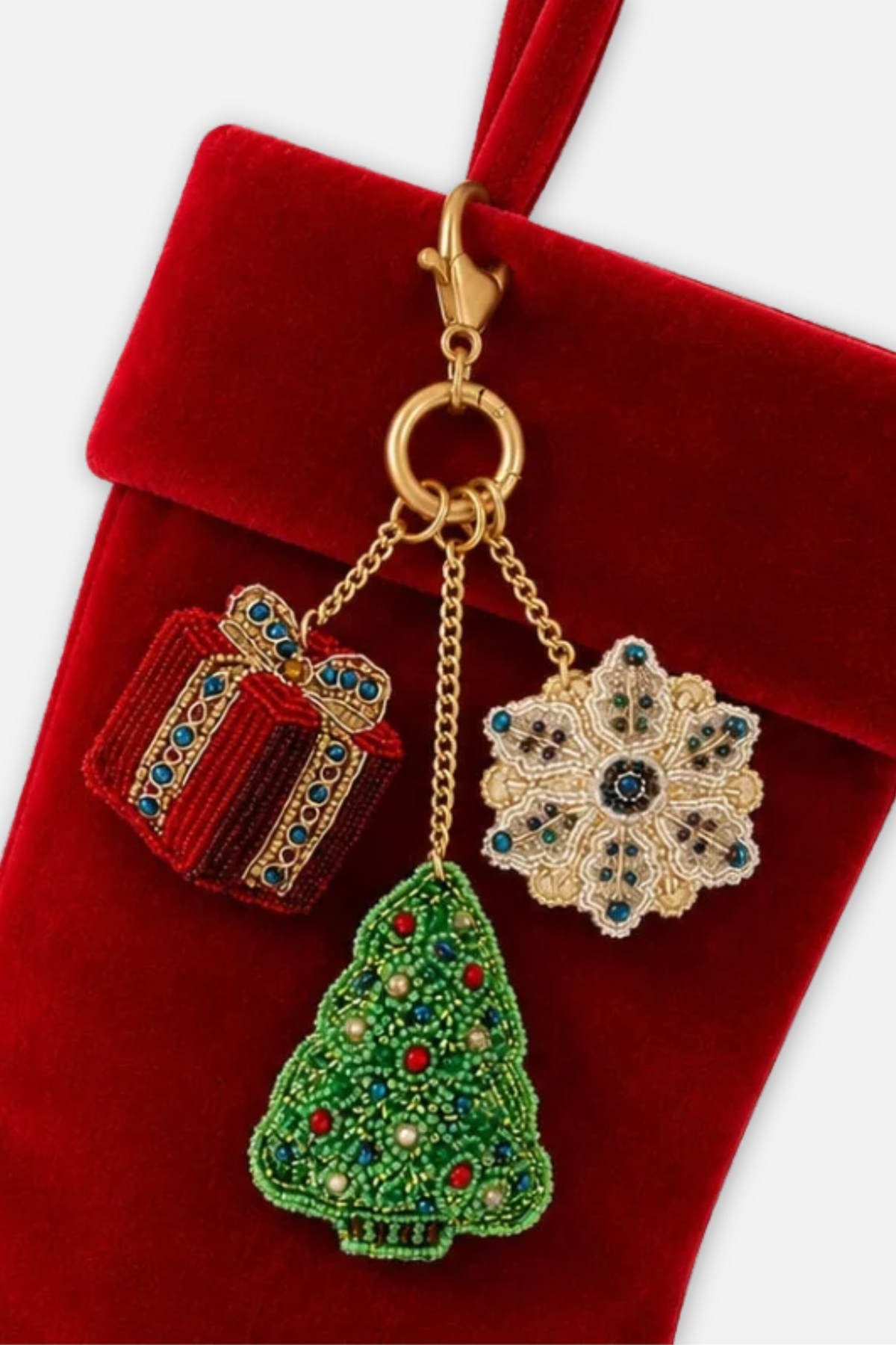 Winter Spirit Bag Charm - Green Red and White