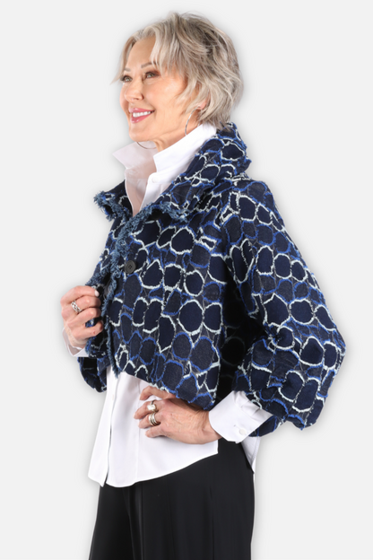 Art Design Dot Crop Jacket - Blue Multi