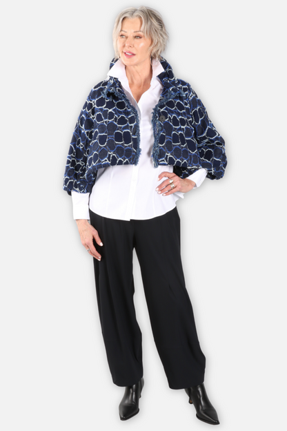 Art Design Dot Crop Jacket - Blue Multi