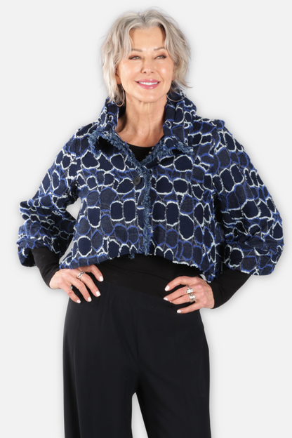 Art Design Dot Crop Jacket - Blue Multi
