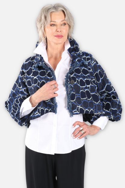 Art Design Dot Crop Jacket - Blue Multi
