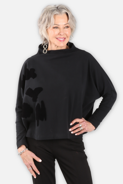 Art Velvet Accent Pullover - Black
