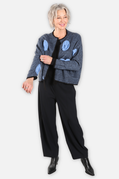 Open 3D Art Dot Cardigan - Black & Blue