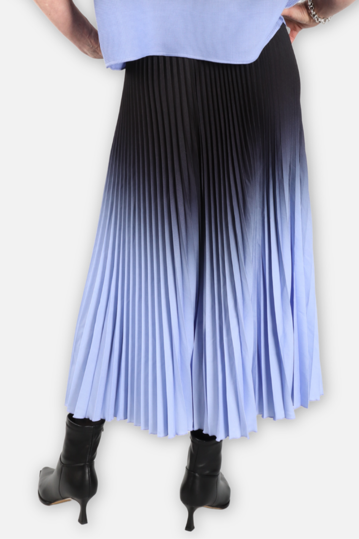 Kate Ombré Pleated Maxi Skirt - Periwinkle & Black