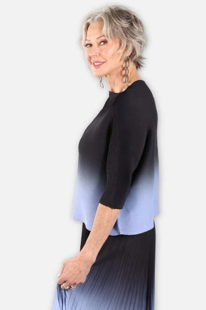 Kate Boxy Honeycomb Top - Periwinkle & Black