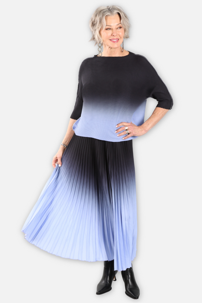 Kate Boxy Honeycomb Top - Periwinkle & Black
