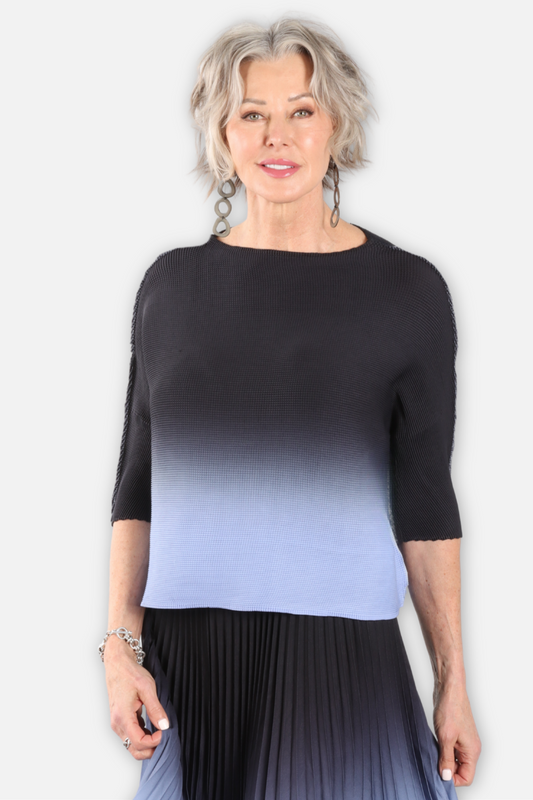 Kate Boxy Honeycomb Top - Periwinkle & Black