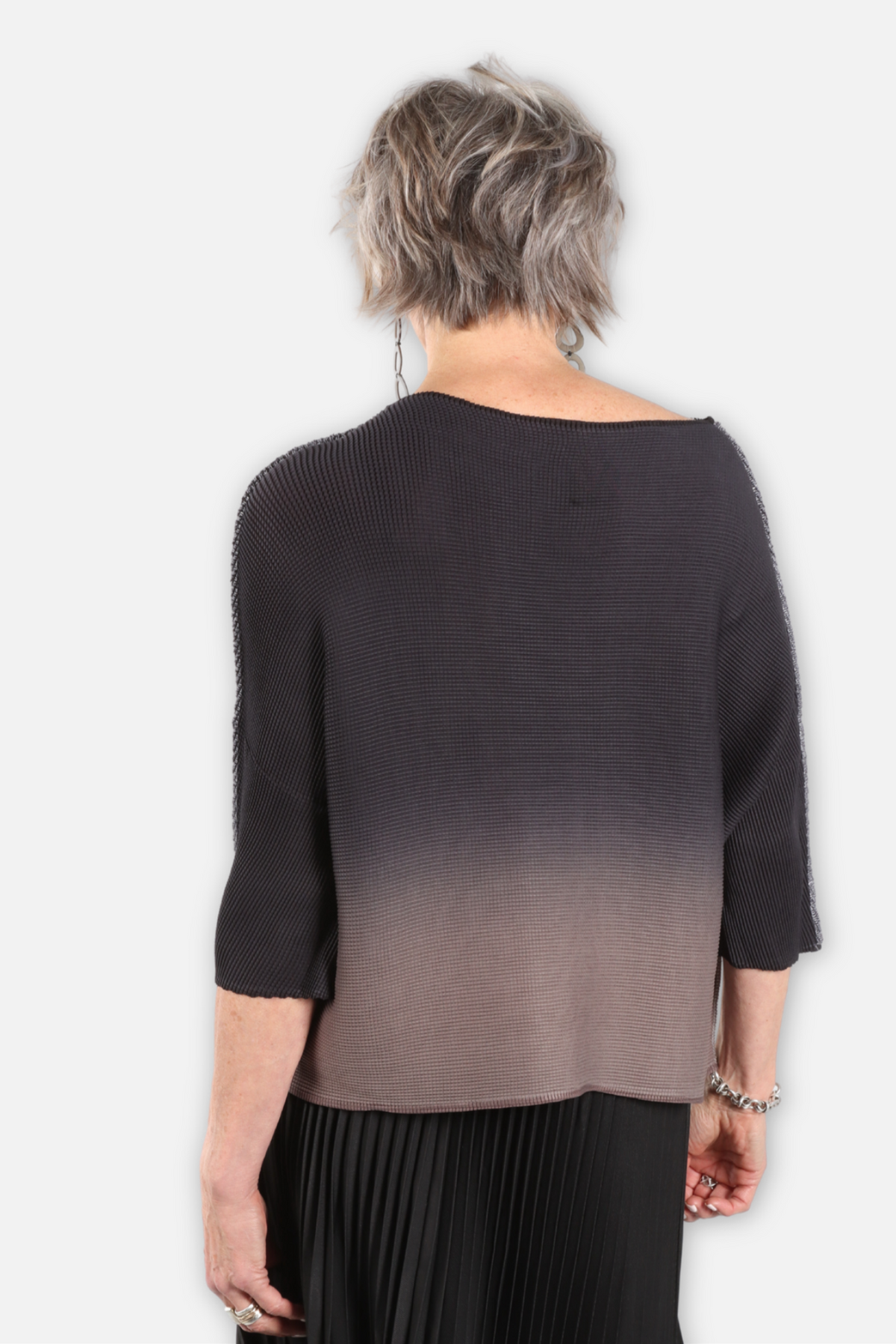 Kate Boxy Honeycomb Top - Hazelnut & Black