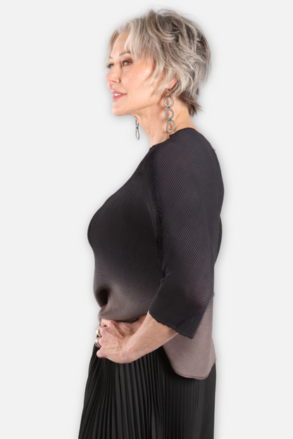 Kate Boxy Honeycomb Top - Hazelnut & Black