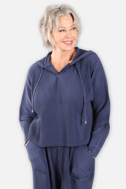 Vivian Hooded Pullover - Midnight Tide