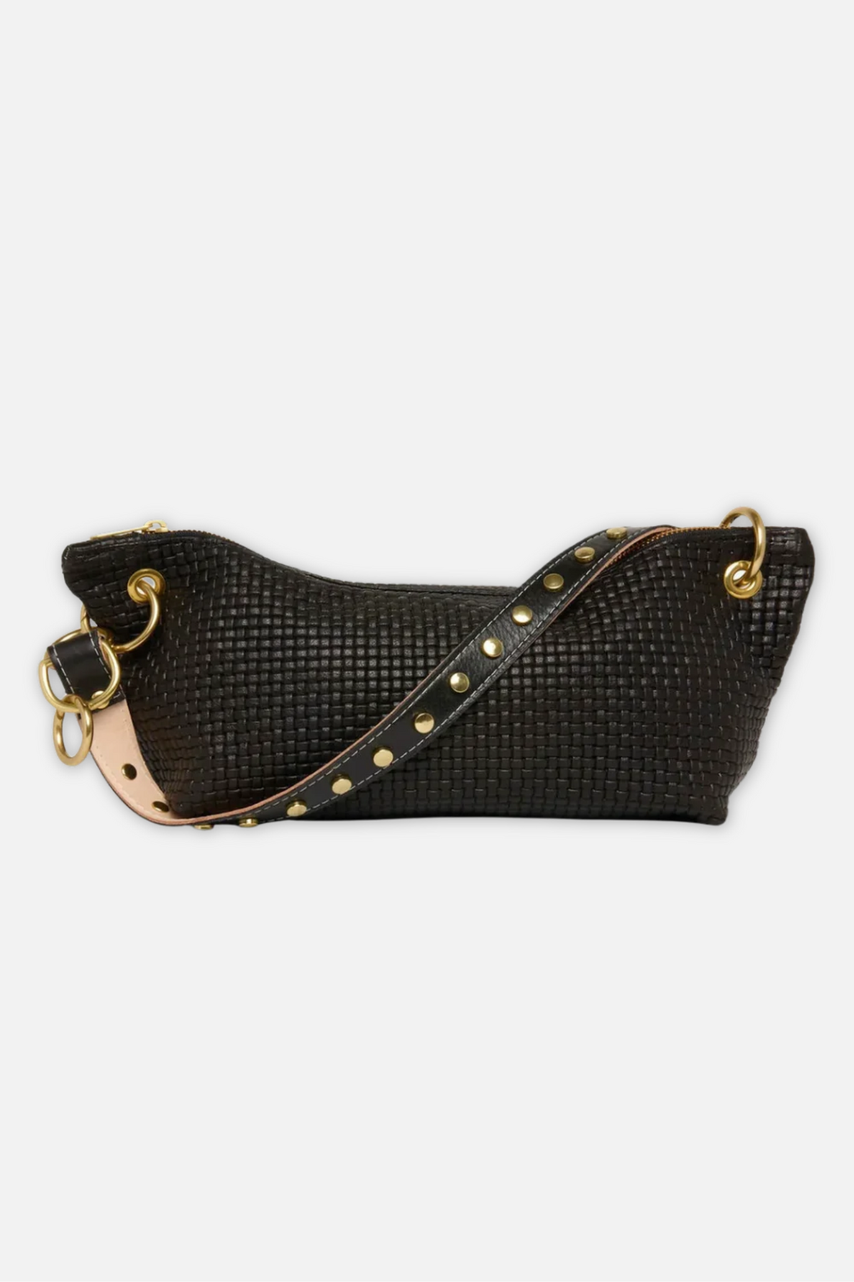 Blair Embossed Leather Shoulder Bag - Black