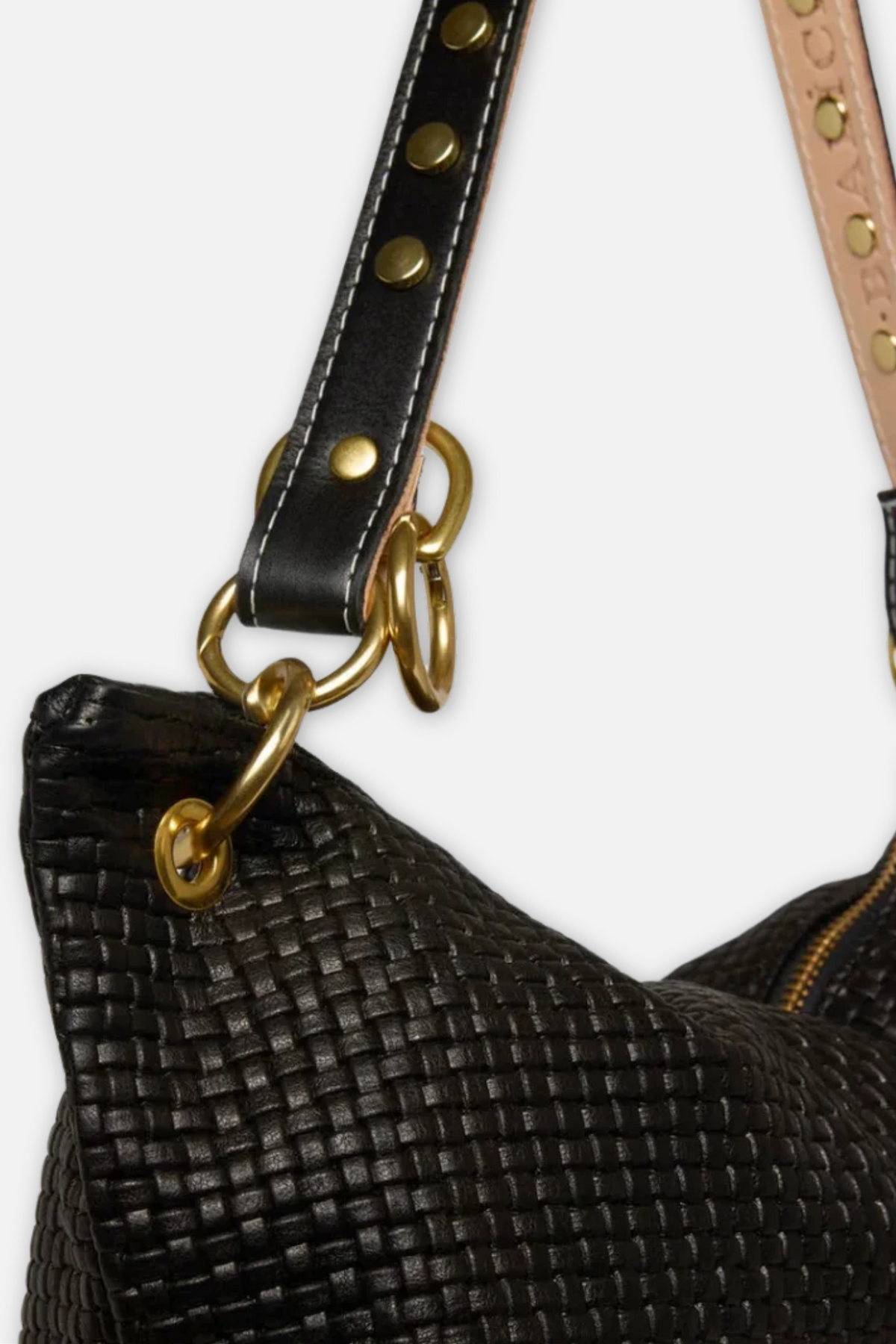 Blair Embossed Leather Shoulder Bag - Black