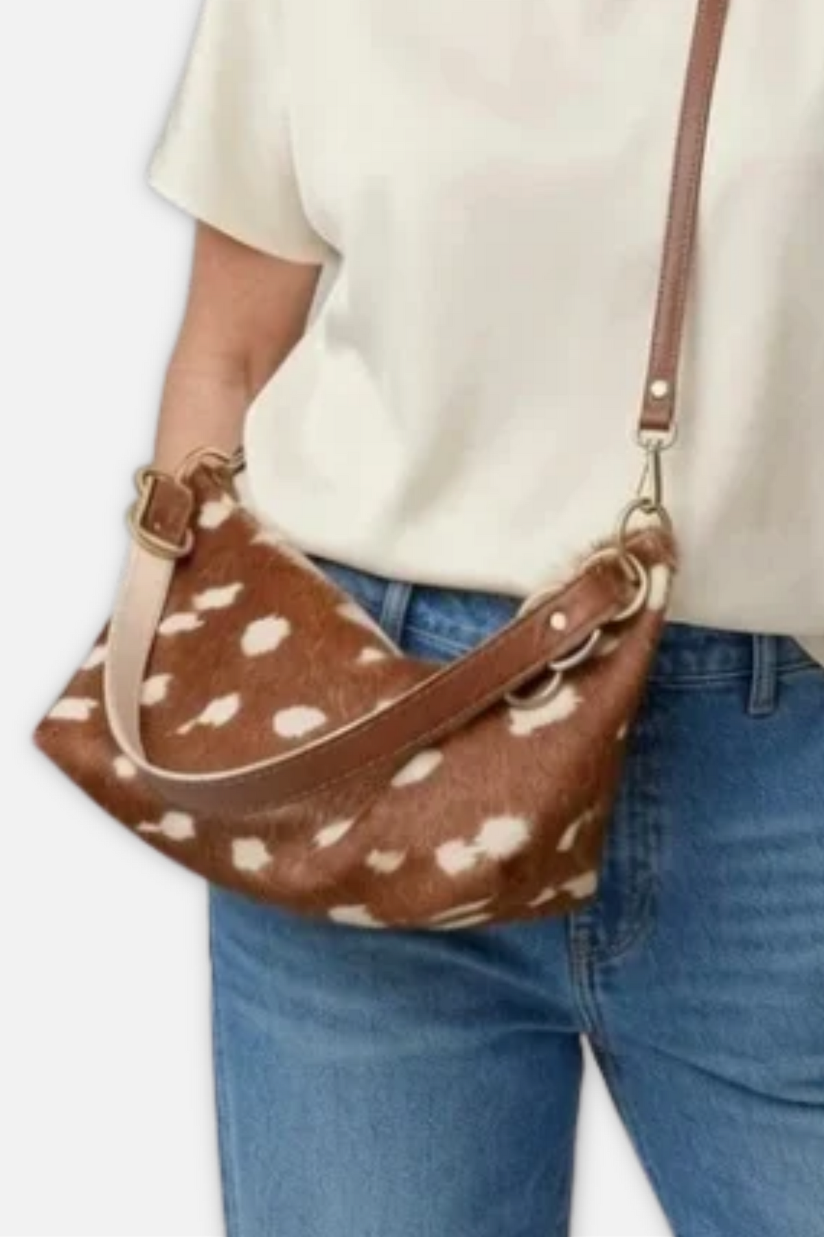 Blair Calf Hair Shoulder Bag - Fawn