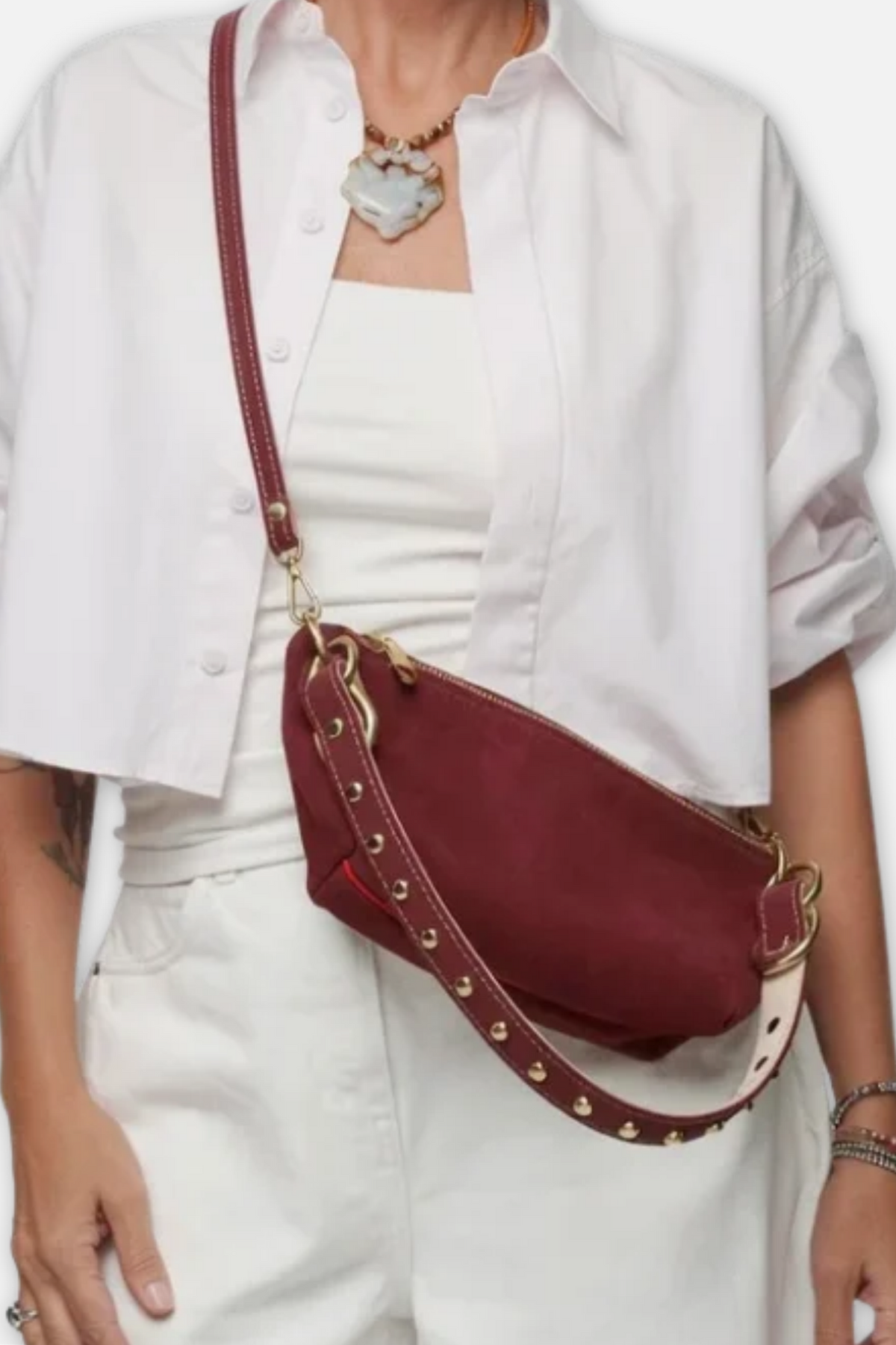 Baby Blair Suede Shoulder Bag - Burgundy