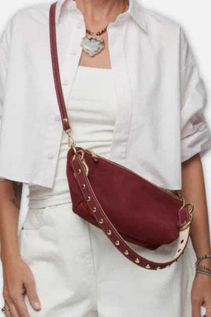 Baby Blair Suede Shoulder Bag - Burgundy