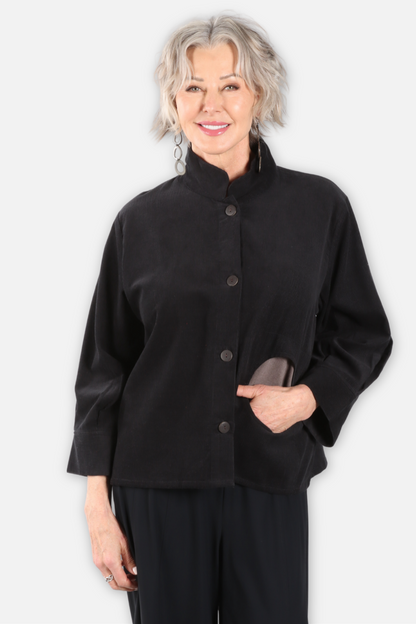 Corduroy Dot Pocket Jacket - Black