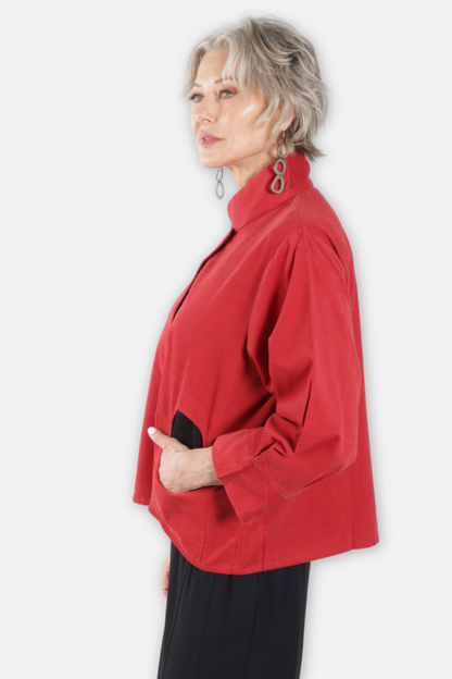 Corduroy Dot Pocket Jacket - Red