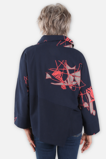 Abstract Canvas Jacket - Dark Blue