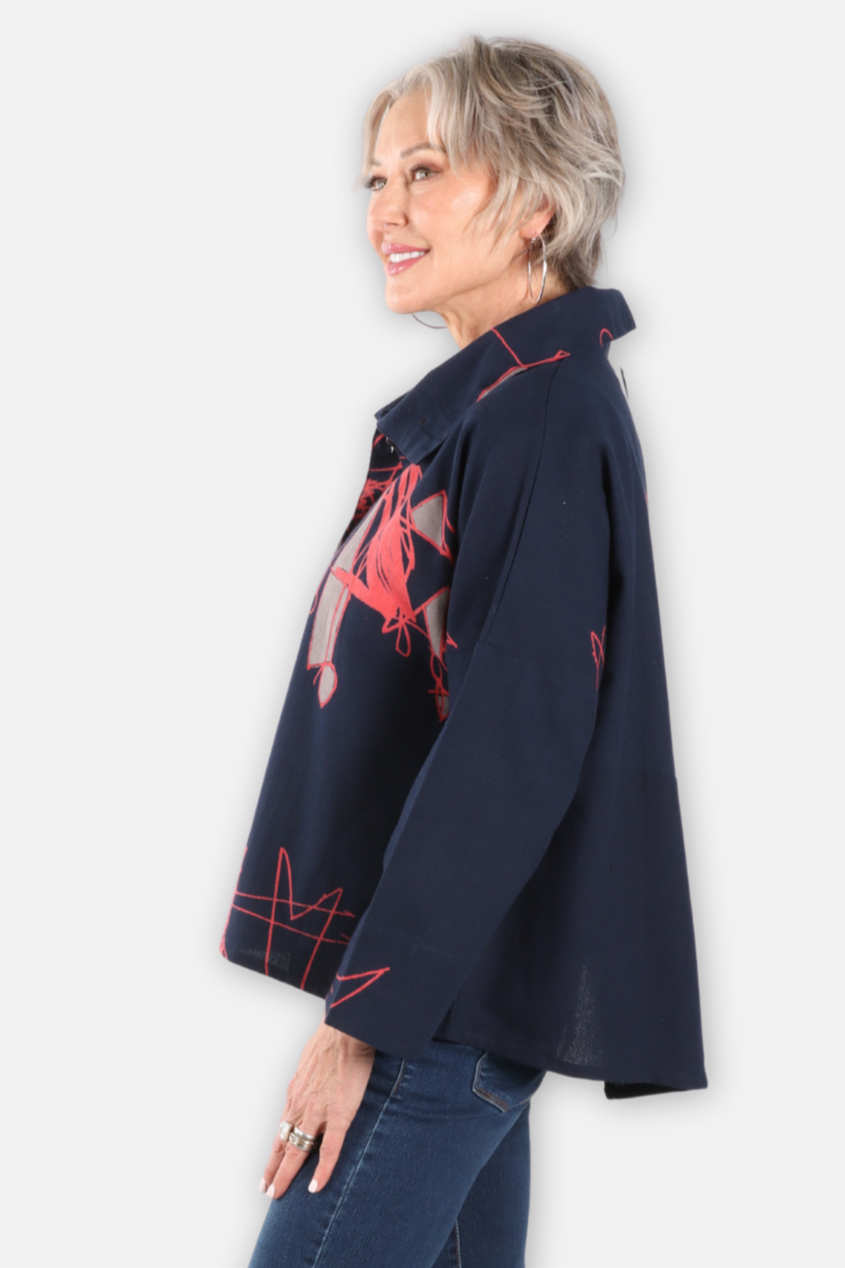 Abstract Canvas Jacket - Dark Blue